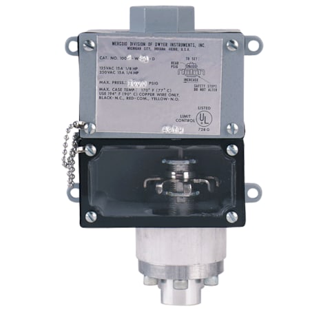 Dwyer Instruments Pressure Switch, Standard, SPDT, 1/4" FNPT, 5 to 40 psi Range 1003W-A1-D